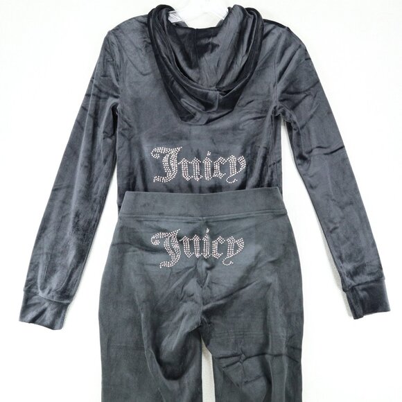Juicy Couture Pants - New Juicy Couture‎ Velour Bling Tracksuit Hoodie Pant Black Beauty Size M Set